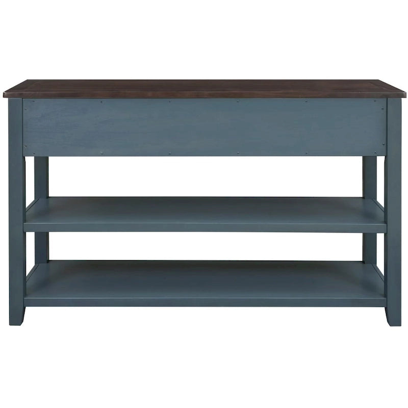 Antique Gray / White / Navy / Espresso Mid-Century Console Table with 3 Drawers & 2 Shelves, Single-User