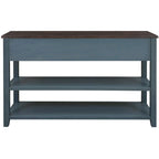 Antique Gray / White / Navy / Espresso Mid-Century Console Table with 3 Drawers & 2 Shelves, Single-User