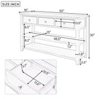 Antique Gray / White / Navy / Espresso Mid-Century Console Table with 3 Drawers & 2 Shelves, Single-User
