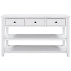Antique Gray / White / Navy / Espresso Mid-Century Console Table with 3 Drawers & 2 Shelves, Single-User