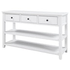 Antique Gray / White / Navy / Espresso Mid-Century Console Table with 3 Drawers & 2 Shelves, Single-User