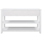 Antique Gray / White / Navy / Espresso Mid-Century Console Table with 3 Drawers & 2 Shelves, Single-User