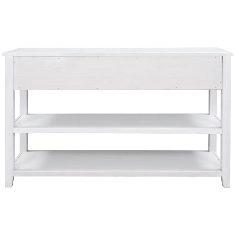 Antique Gray / White / Navy / Espresso Mid-Century Console Table with 3 Drawers & 2 Shelves, Single-User
