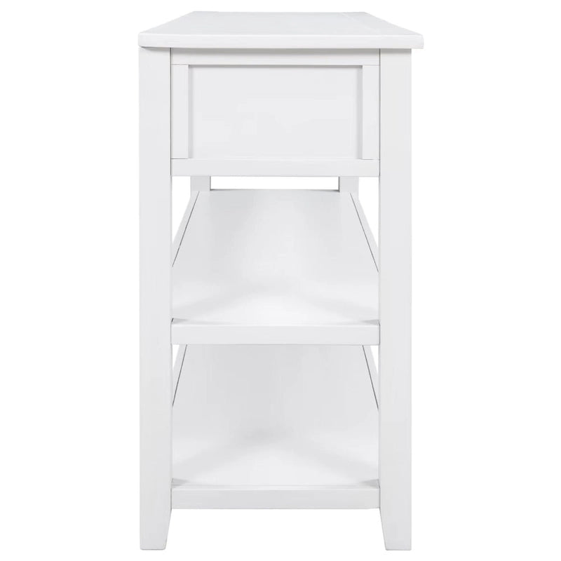 Antique Gray / White / Navy / Espresso Mid-Century Console Table with 3 Drawers & 2 Shelves, Single-User