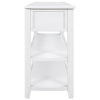 Antique Gray / White / Navy / Espresso Mid-Century Console Table with 3 Drawers & 2 Shelves, Single-User