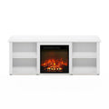 60" TV Stand with Electric Fireplace – White / Grey / Brown, Adjustable Shelves, Fits 1 Room