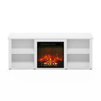 60" TV Stand with Electric Fireplace – White / Grey / Brown, Adjustable Shelves, Fits 1 Room