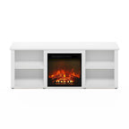 60" TV Stand with Electric Fireplace – White / Grey / Brown, Adjustable Shelves, Fits 1 Room