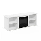 60" TV Stand with Electric Fireplace – White / Grey / Brown, Adjustable Shelves, Fits 1 Room