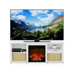 60" TV Stand with Electric Fireplace – White / Grey / Brown, Adjustable Shelves, Fits 1 Room