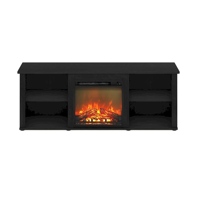 60" TV Stand with Electric Fireplace – White / Grey / Brown, Adjustable Shelves, Fits 1 Room