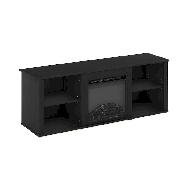60" TV Stand with Electric Fireplace – White / Grey / Brown, Adjustable Shelves, Fits 1 Room