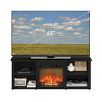 60" TV Stand with Electric Fireplace – White / Grey / Brown, Adjustable Shelves, Fits 1 Room