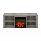 60" TV Stand with Electric Fireplace – White / Grey / Brown, Adjustable Shelves, Fits 1 Room