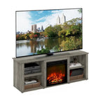 60" TV Stand with Electric Fireplace – White / Grey / Brown, Adjustable Shelves, Fits 1 Room