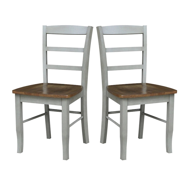 Multi-Color Ladder-Back Solid Wood Dining Chair, Set of 2