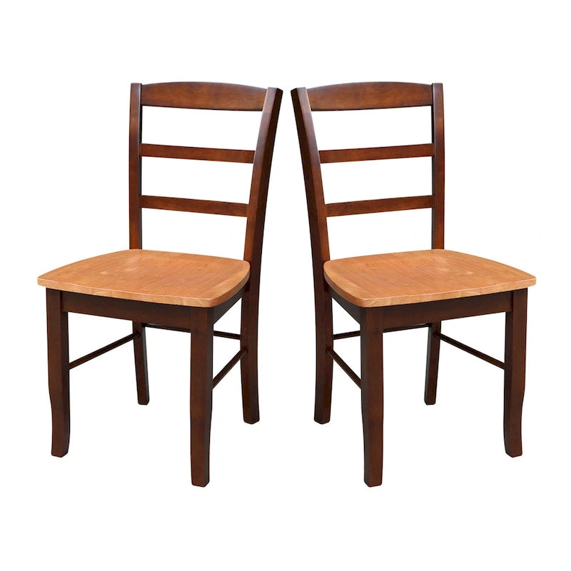 Multi-Color Ladder-Back Solid Wood Dining Chair, Set of 2