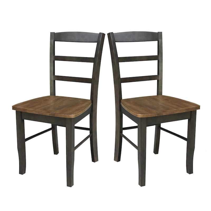 Multi-Color Ladder-Back Solid Wood Dining Chair, Set of 2
