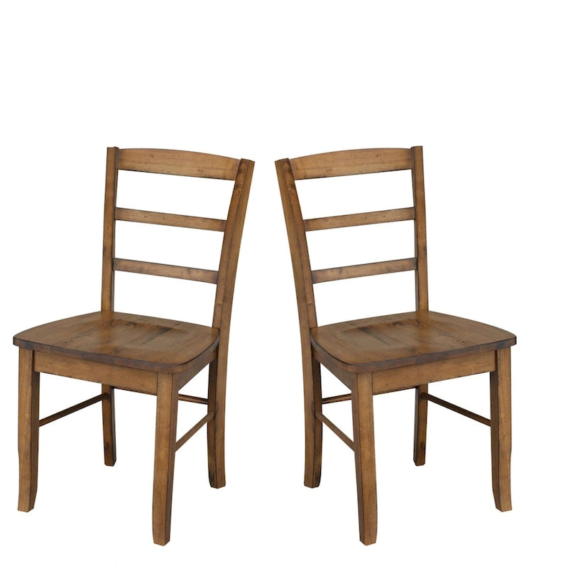 Multi-Color Ladder-Back Solid Wood Dining Chair, Set of 2