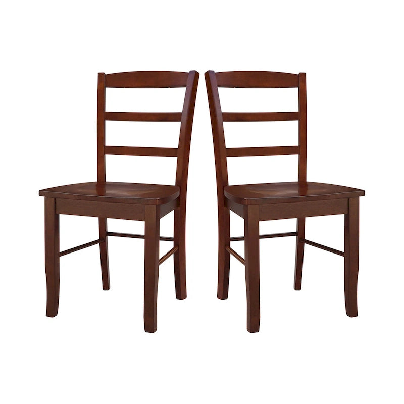 Multi-Color Ladder-Back Solid Wood Dining Chair, Set of 2