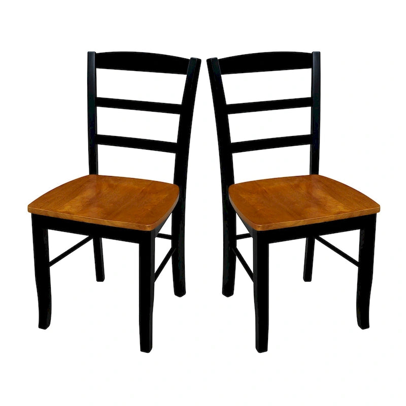 Multi-Color Ladder-Back Solid Wood Dining Chair, Set of 2