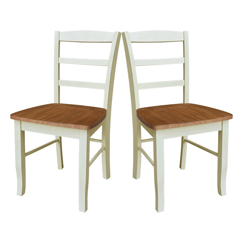 Multi-Color Ladder-Back Solid Wood Dining Chair, Set of 2
