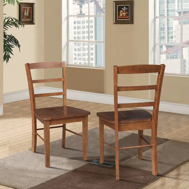 Multi-Color Ladder-Back Solid Wood Dining Chair, Set of 2