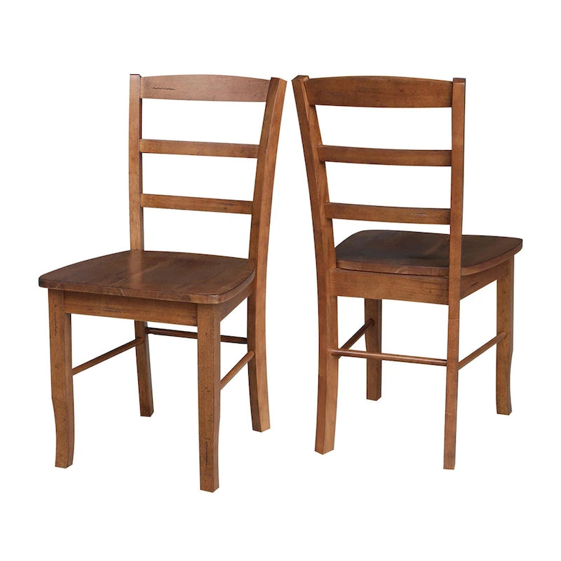Multi-Color Ladder-Back Solid Wood Dining Chair, Set of 2