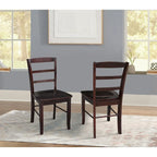 Multi-Color Ladder-Back Solid Wood Dining Chair, Set of 2