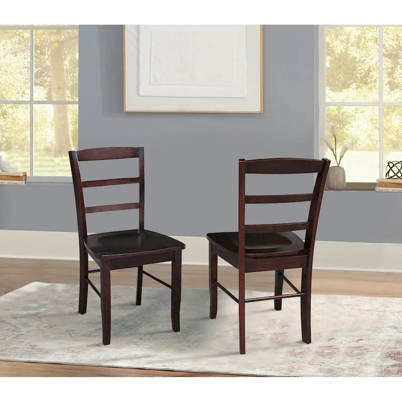 Multi-Color Ladder-Back Solid Wood Dining Chair, Set of 2