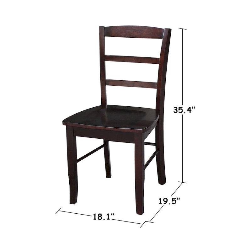 Multi-Color Ladder-Back Solid Wood Dining Chair, Set of 2
