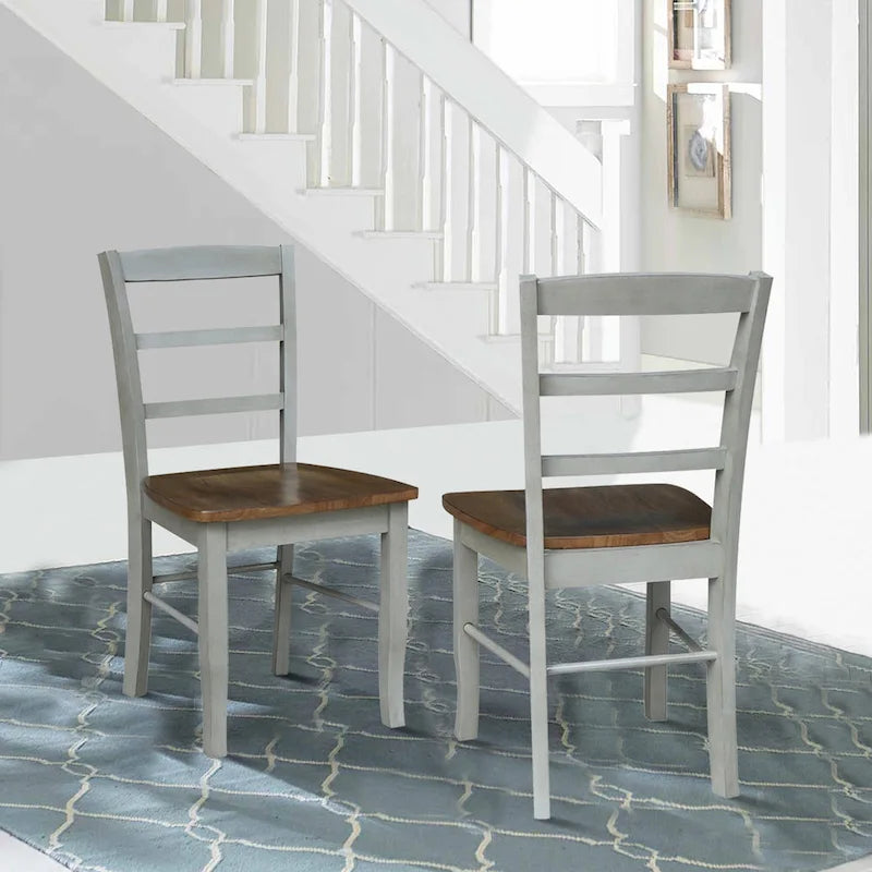 Multi-Color Ladder-Back Solid Wood Dining Chair, Set of 2