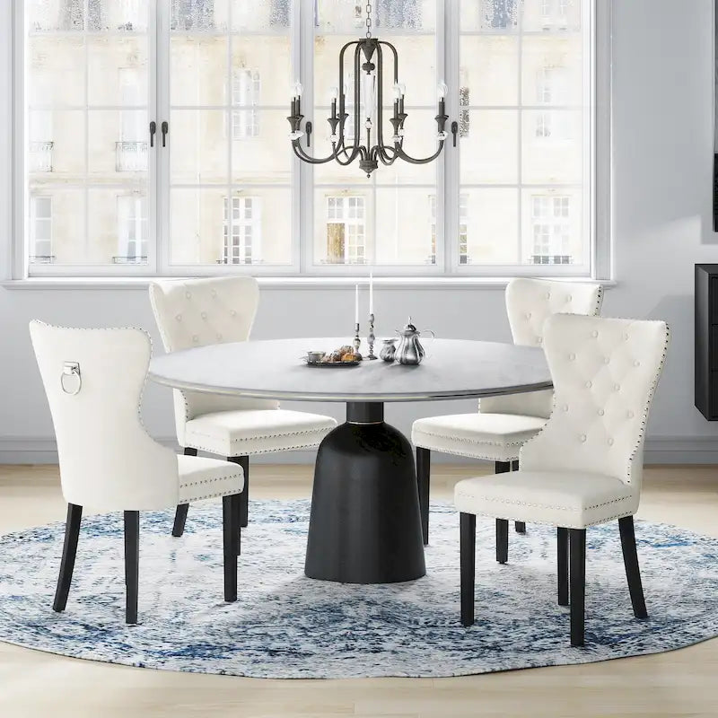 Velvet Tufted Wingback Dining Chair, Set of 4, Multiple Colors