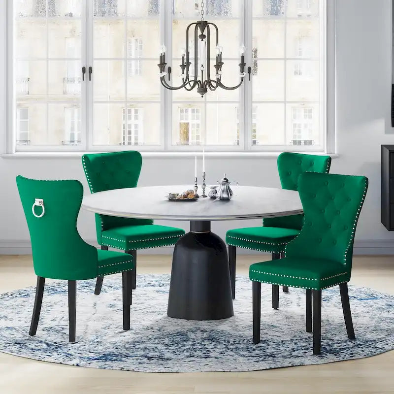Velvet Tufted Wingback Dining Chair, Set of 4, Multiple Colors