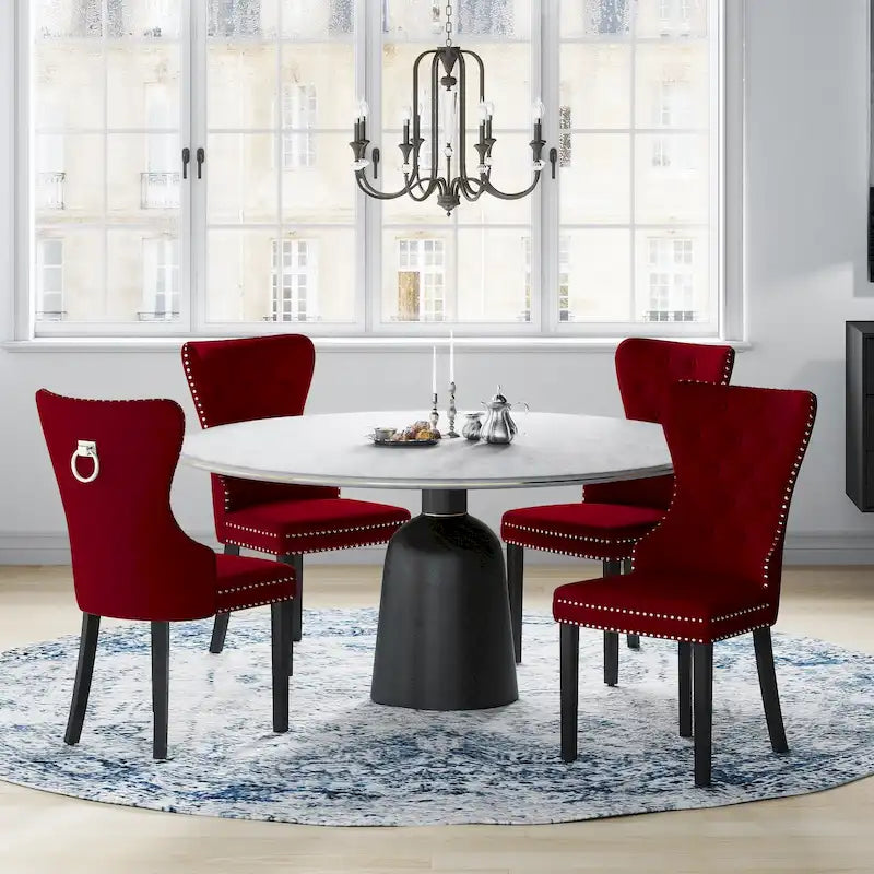Velvet Tufted Wingback Dining Chair, Set of 4, Multiple Colors