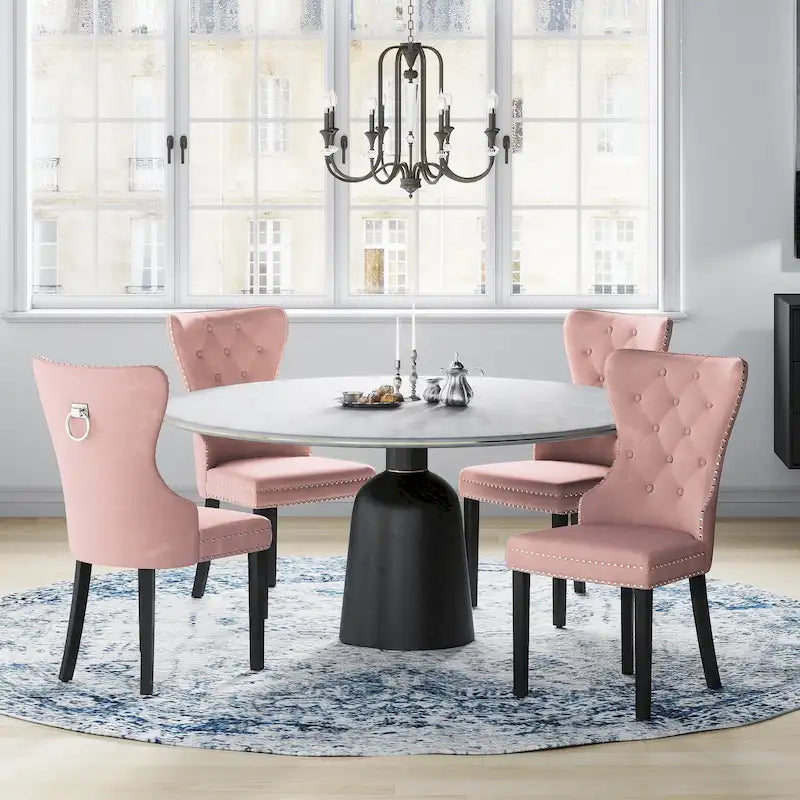 Velvet Tufted Wingback Dining Chair, Set of 4, Multiple Colors