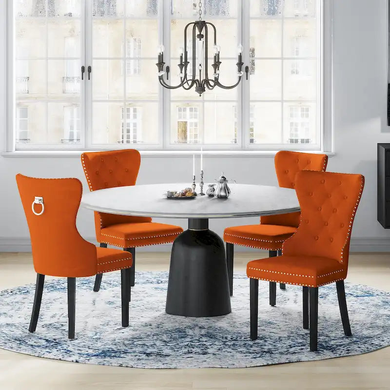 Velvet Tufted Wingback Dining Chair, Set of 4, Multiple Colors