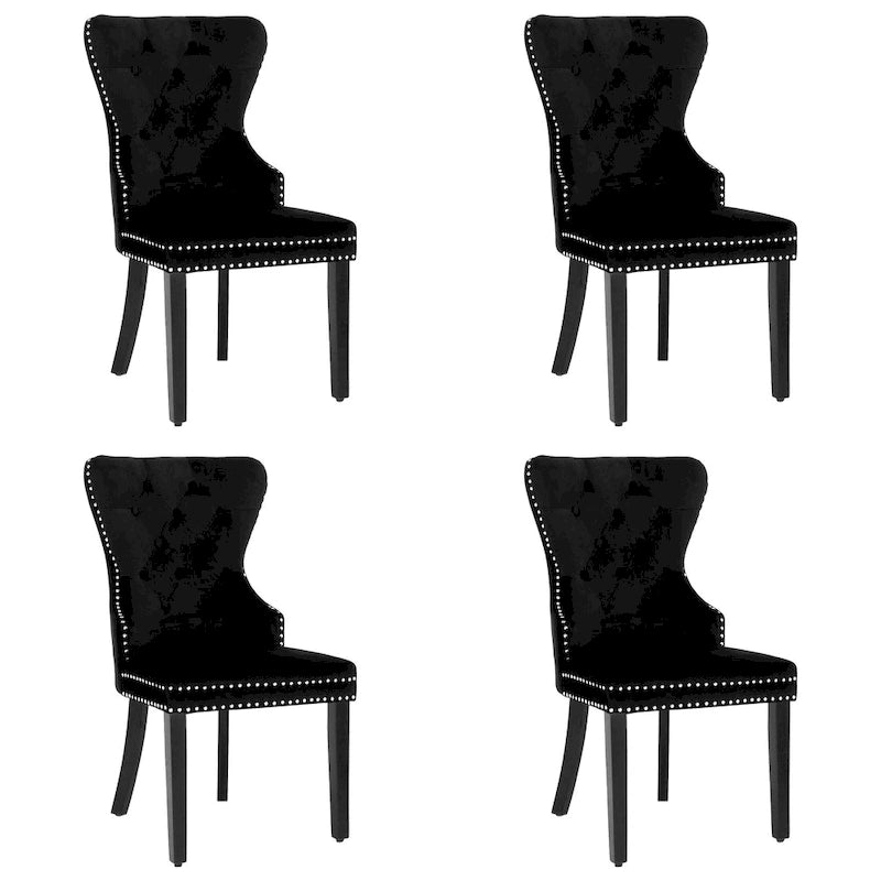 Velvet Tufted Wingback Dining Chair, Set of 4, Multiple Colors