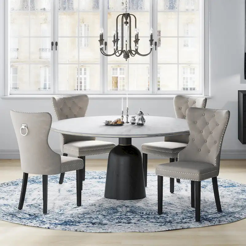 Velvet Tufted Wingback Dining Chair, Set of 4, Multiple Colors