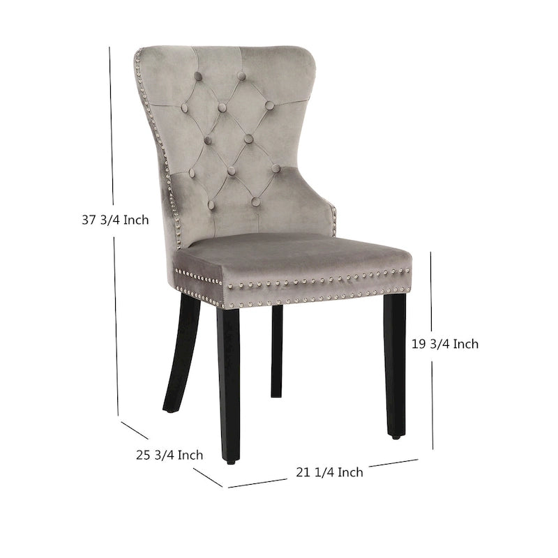 Velvet Tufted Wingback Dining Chair, Set of 4, Multiple Colors
