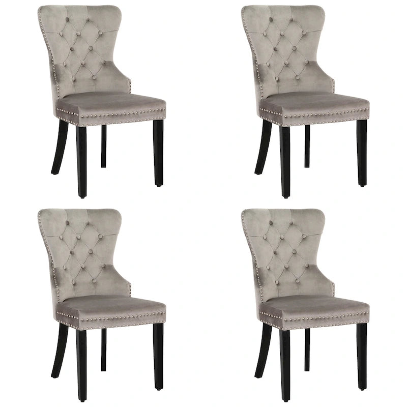 Velvet Tufted Wingback Dining Chair, Set of 4, Multiple Colors