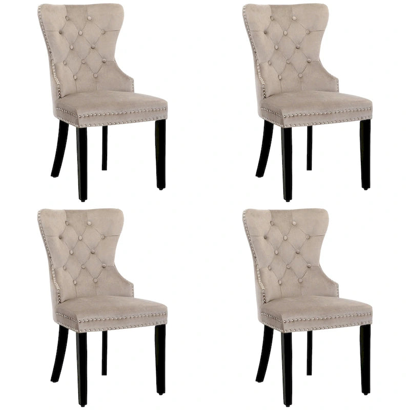 Velvet Tufted Wingback Dining Chair, Set of 4, Multiple Colors