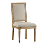 Linen Rectangular Dining Chair, Set of 2 – Beige / Dark Grey / Grey, Natural / Brown / Antique Grey Oak Finish