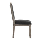 Linen Rectangular Dining Chair, Set of 2 – Beige / Dark Grey / Grey, Natural / Brown / Antique Grey Oak Finish