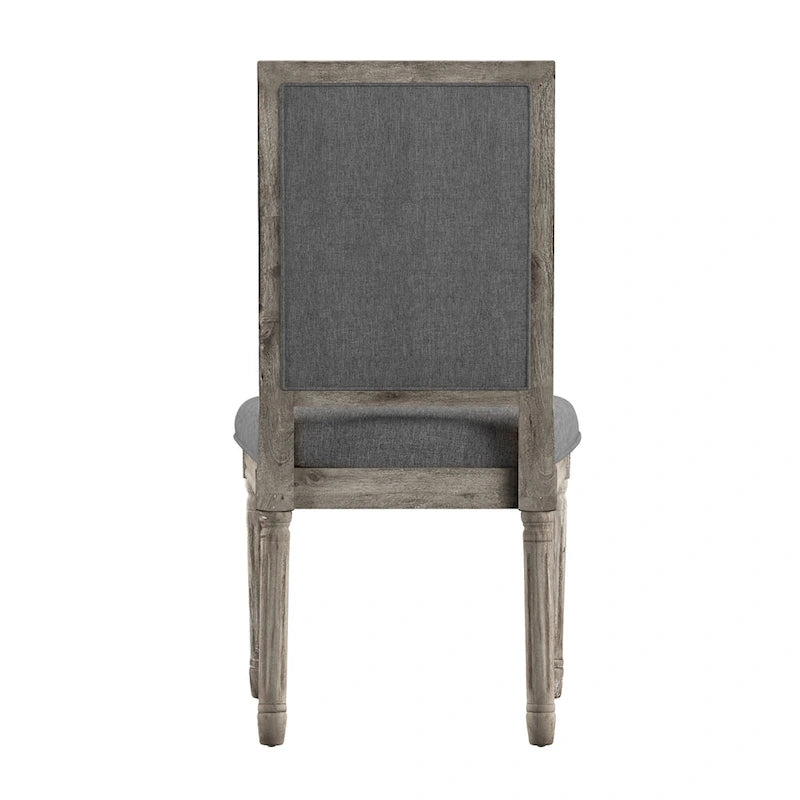 Linen Rectangular Dining Chair, Set of 2 – Beige / Dark Grey / Grey, Natural / Brown / Antique Grey Oak Finish