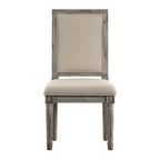 Linen Rectangular Dining Chair, Set of 2 – Beige / Dark Grey / Grey, Natural / Brown / Antique Grey Oak Finish