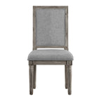 Linen Rectangular Dining Chair, Set of 2 – Beige / Dark Grey / Grey, Natural / Brown / Antique Grey Oak Finish
