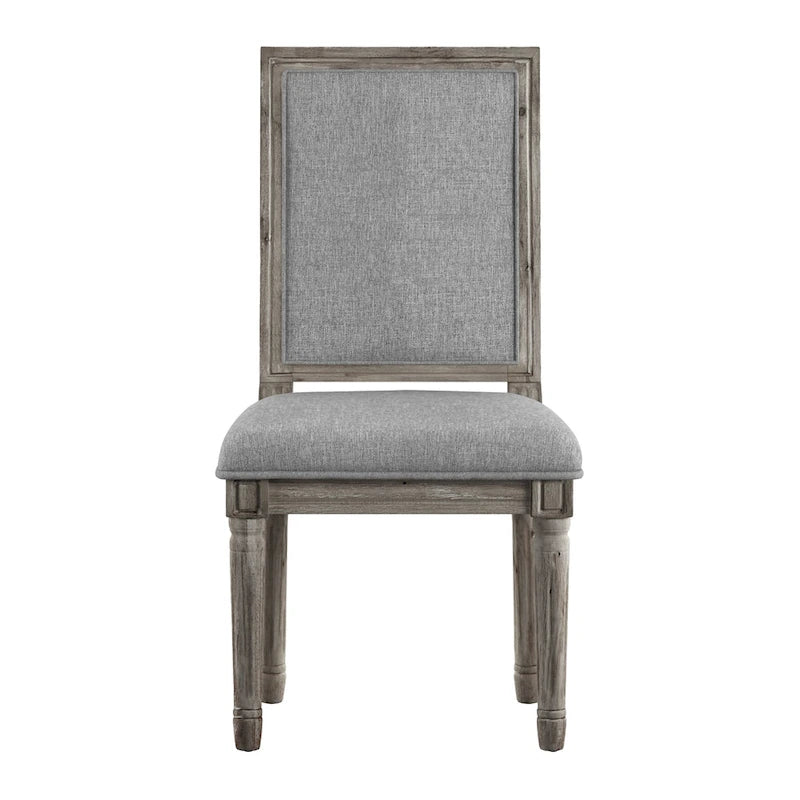 Linen Rectangular Dining Chair, Set of 2 – Beige / Dark Grey / Grey, Natural / Brown / Antique Grey Oak Finish