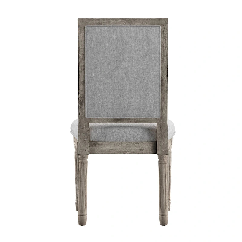 Linen Rectangular Dining Chair, Set of 2 – Beige / Dark Grey / Grey, Natural / Brown / Antique Grey Oak Finish