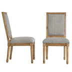 Linen Rectangular Dining Chair, Set of 2 – Beige / Dark Grey / Grey, Natural / Brown / Antique Grey Oak Finish